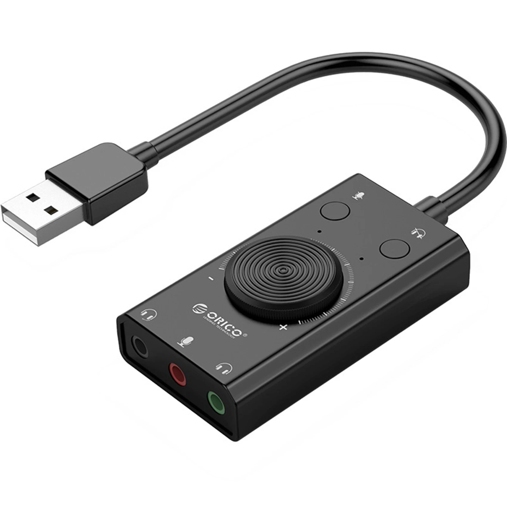 ORICO SC2-BK External USB Sound Card USB Audio Adapter Headset Drive-Free Sound Card for Laptop Desktop Computer