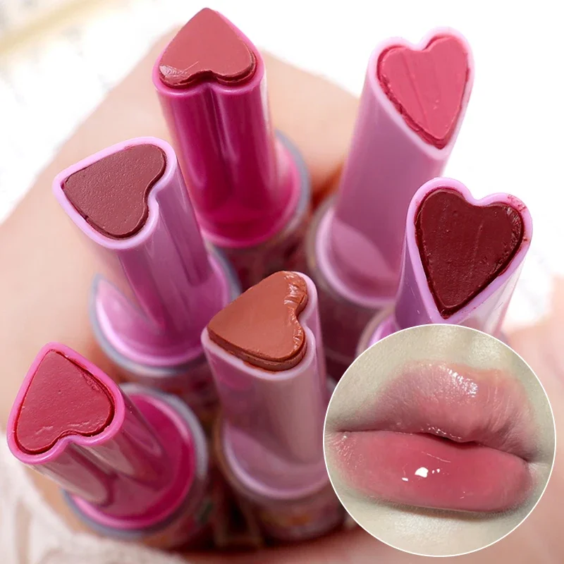 Jelly Mirror Heart-shaped Lipstick Water Light Nude Pink Solid Lipgloss Moisturizing Waterproof Lasting Lipstick Makeup Cosmetic