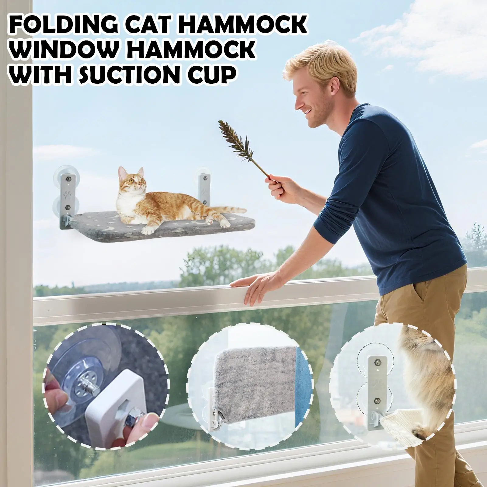 

Кошачий оконный окунь, складной гамак для кошек, кровать-присоски, светящееся в темноте сиденье для отдыха с интерактивными игрушками для уютных сна, маленький