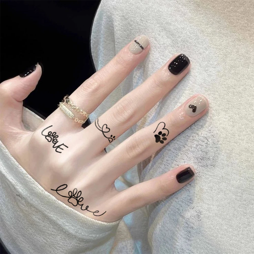 10pcs Cute Finger Pattern Waterproof Temporary Tattoo Sticker Starry Sky Astronaut Rose Body Art Arm Fake Tatto Sleeve Women Men