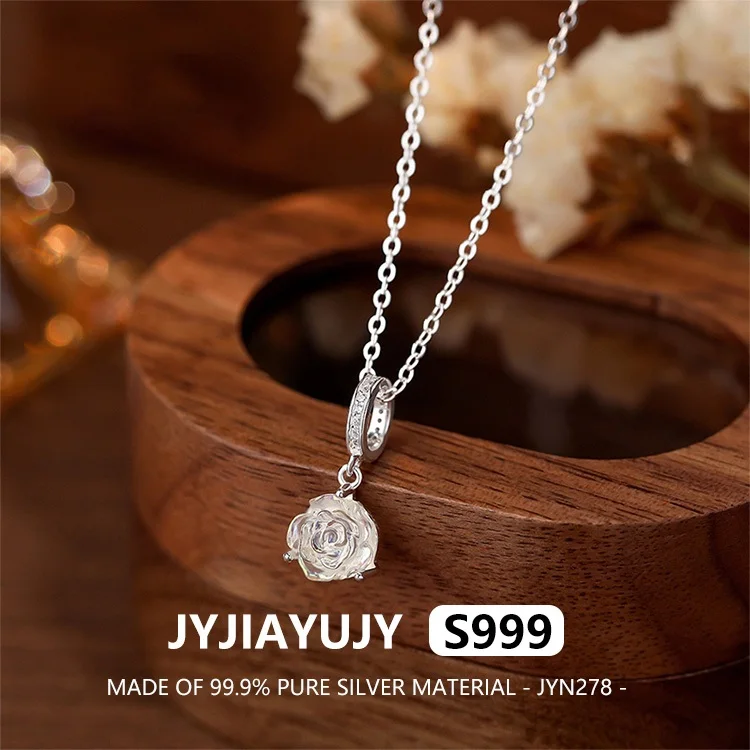 

JYJIAYUJY 100% цельное оригинальное чистое серебро S999 кулон ожерелье-цепочка разноцветная роза модные ювелирные изделия подарок на каждый день JYN278