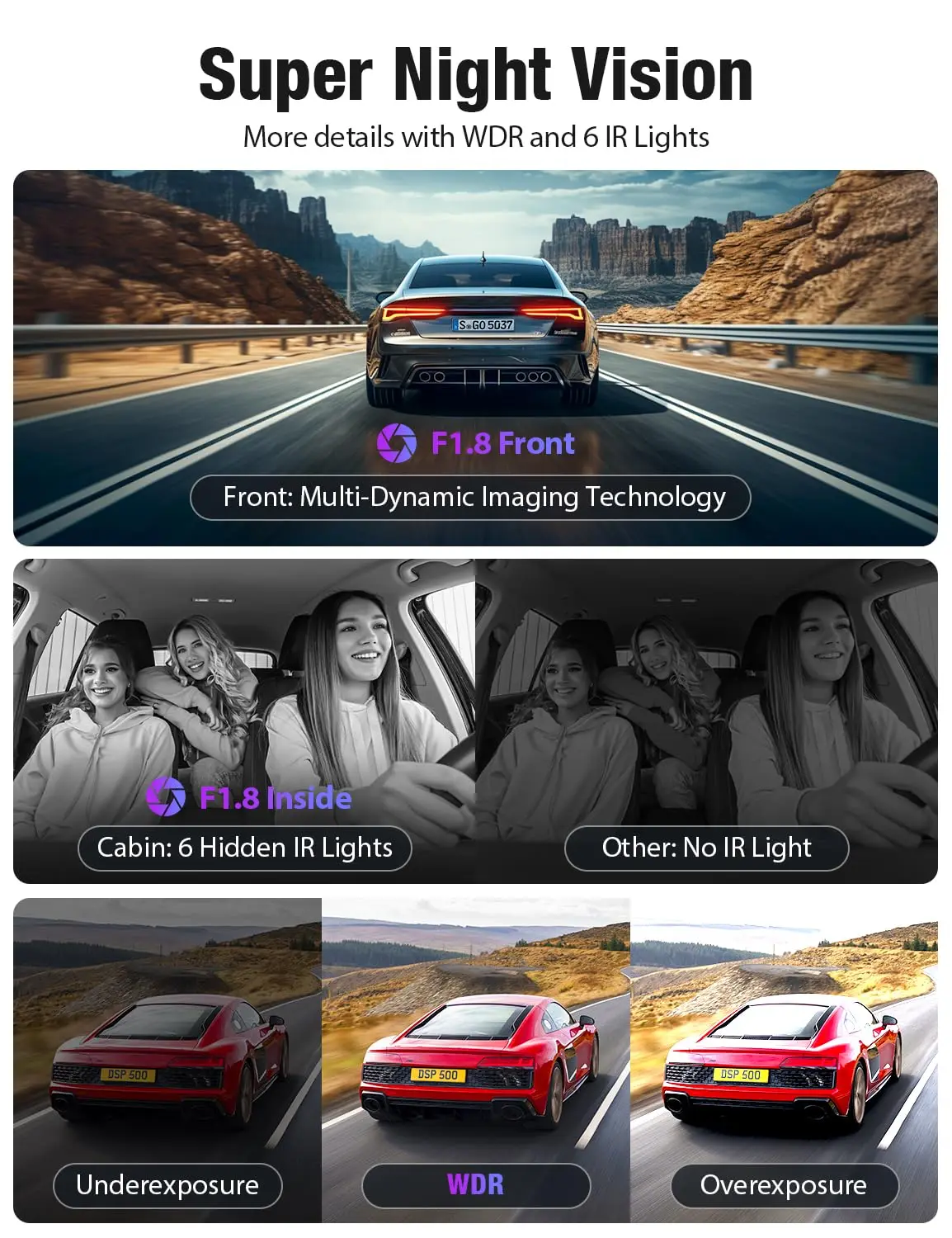 2 قناة جهاز تسجيل فيديو رقمي للسيارات للسيارات 4K 2-عدسة GPS واي فاي الجبهة الخلفية داش كام مسجل فيديو مسجل كاميرا سيارة 24h شاشة لموقف السيارات #4