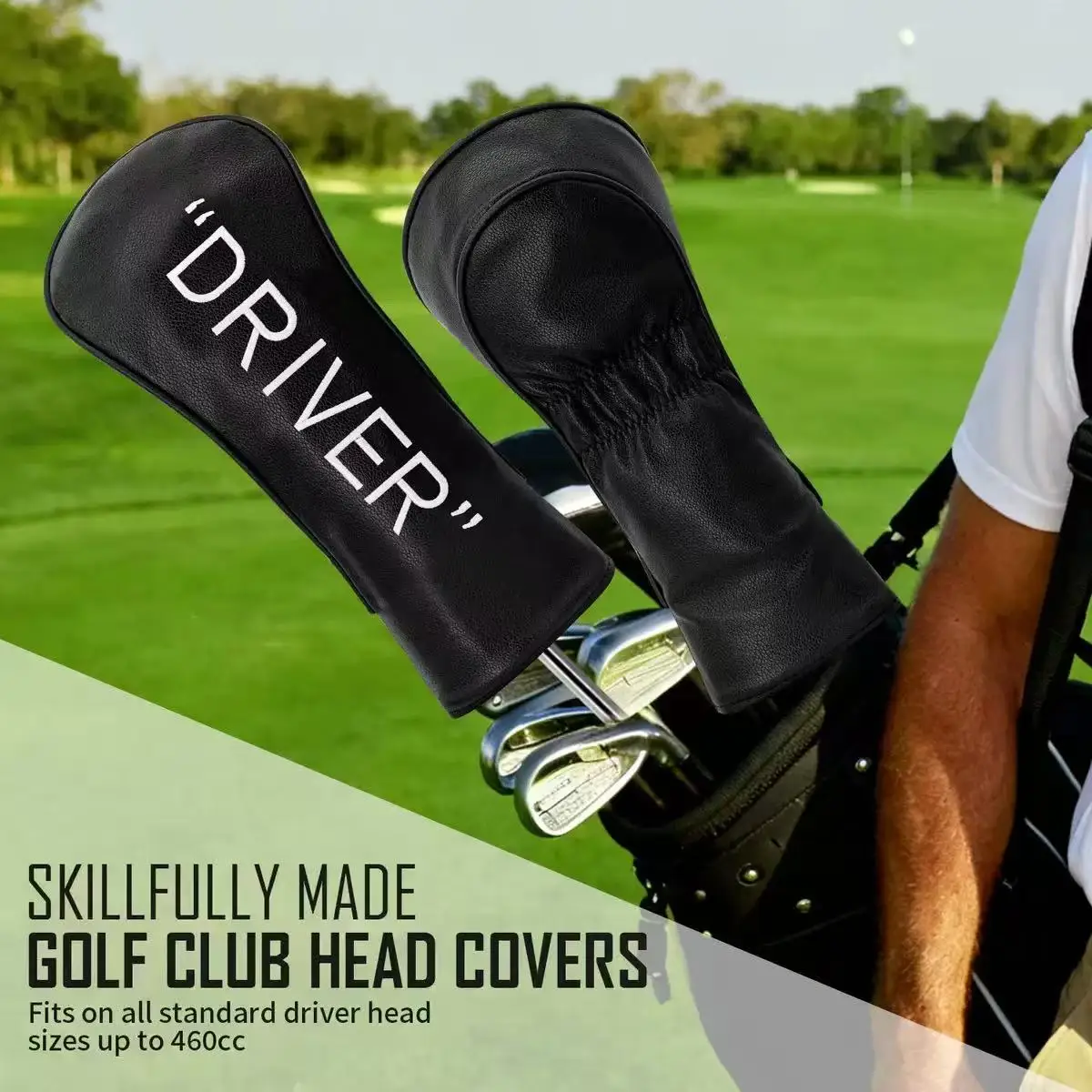 4Pcs PU Golf Club Headcovers Golf Equipment Accessories Driver Fairway Wood 3#5# Hybrid Head Covers, Black & White Available