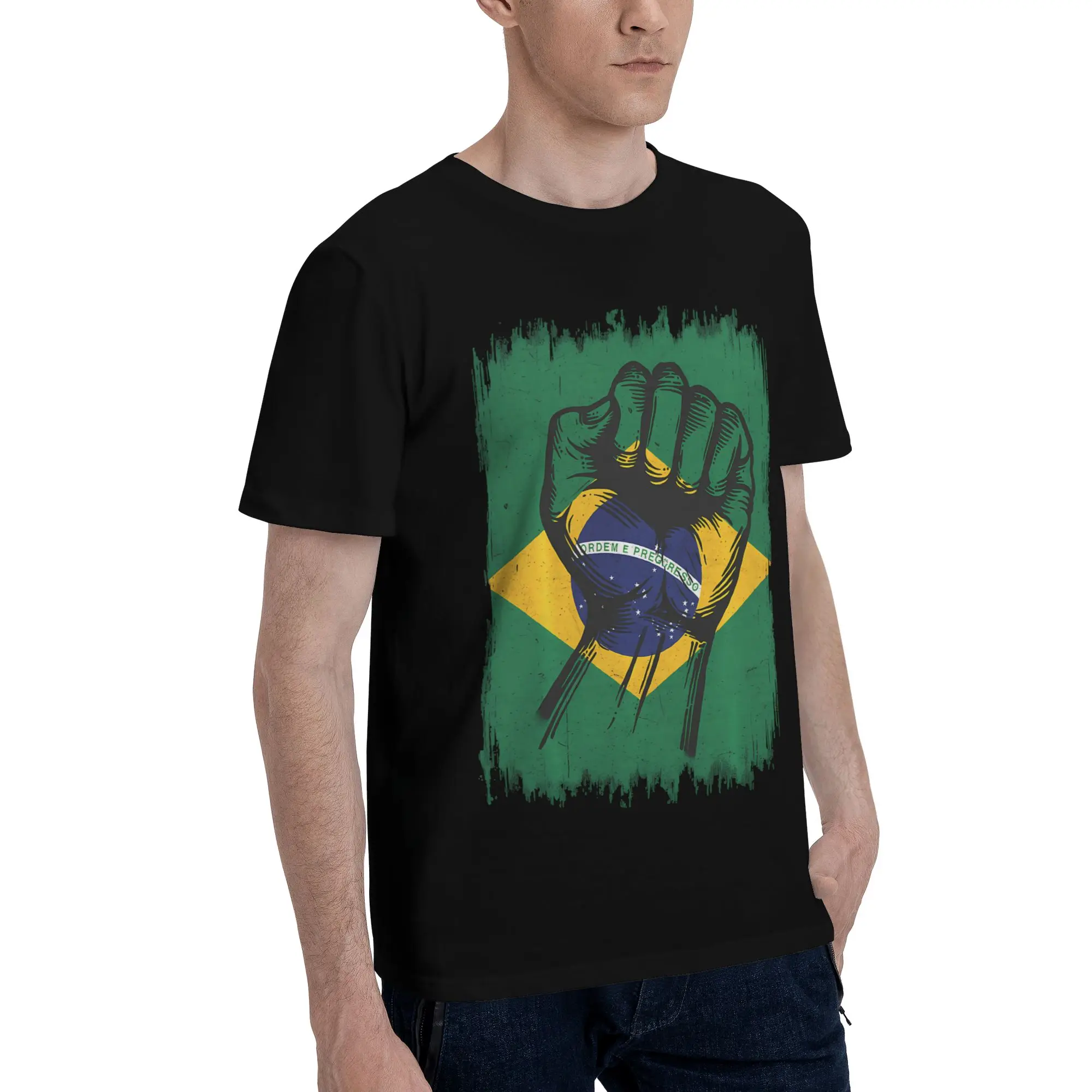 Roots Brasilian Pride Brasil  Novelty 100% Cotton T-Shirt Brasil Flag Tees Tops For Men