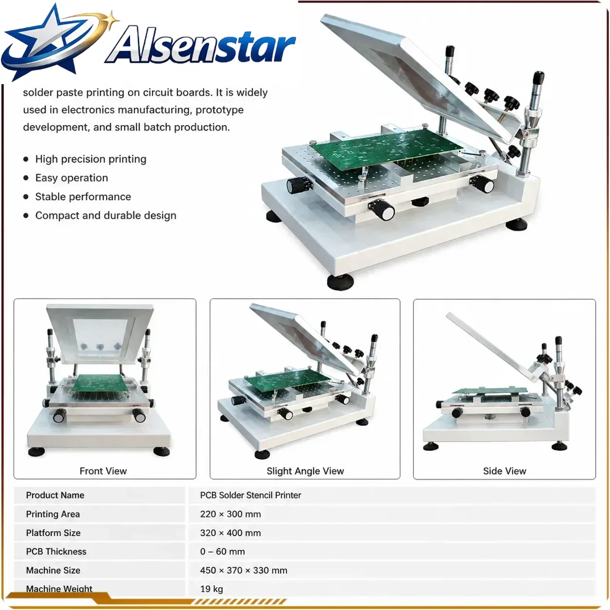 3040H High Precision Pcb Solder Paste Printer 25x40cm Manual Solder Paste Stencil Printer Machine For PCB Solder Paste Printer