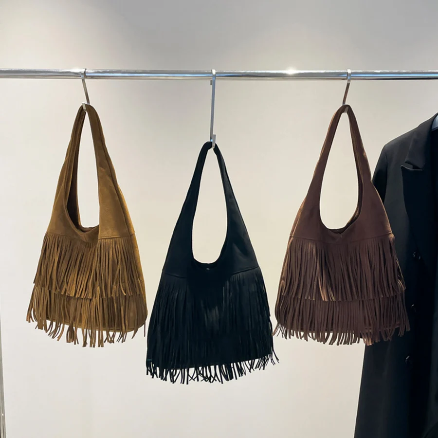 Camurça borla de alta qualidade falso sacos ombro rero grande capacidade senso de luxo popularidade feminina tote sacos casuais nova bolsa