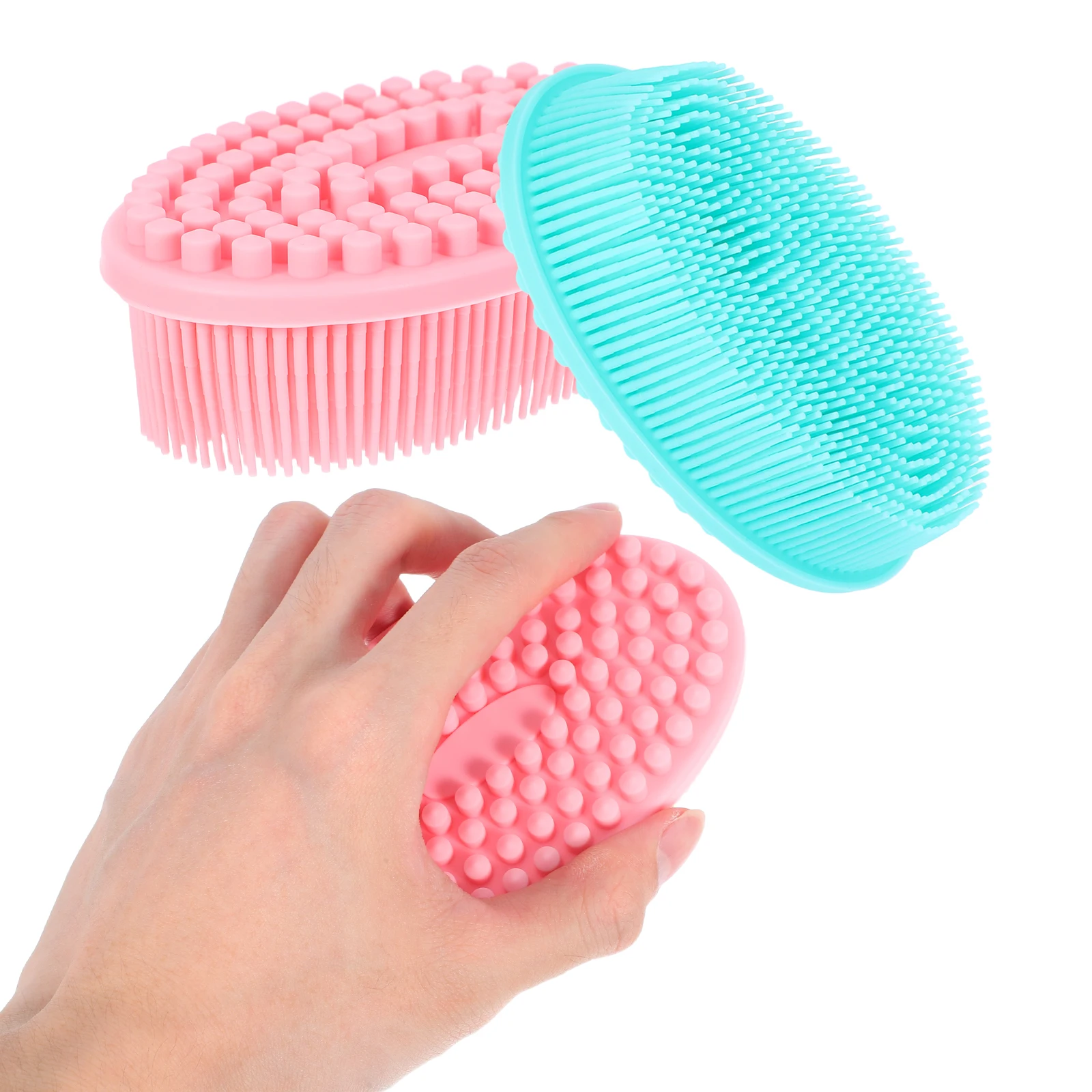 

2Pcs Silicone Bath Brush Dualsided Shampoo Scalp Massager Soft Body Scrubber for and Adults Shampoo Bath Brush