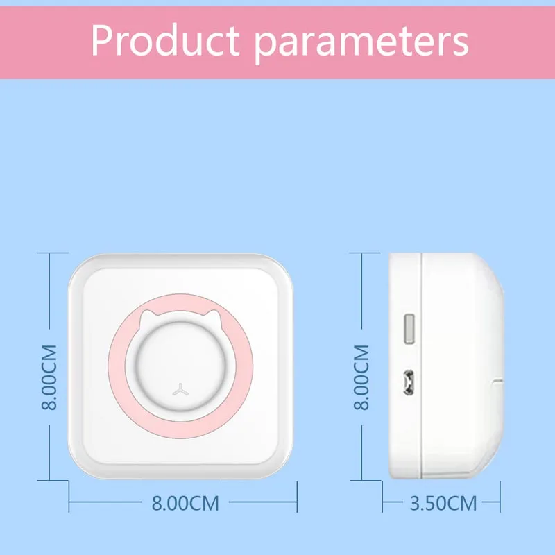 Pocket Thermal Mini Printer Bluetooth 203dpi Photo Label Memo List No Ink Printing Wireless Portable Printer with PU Travel Case