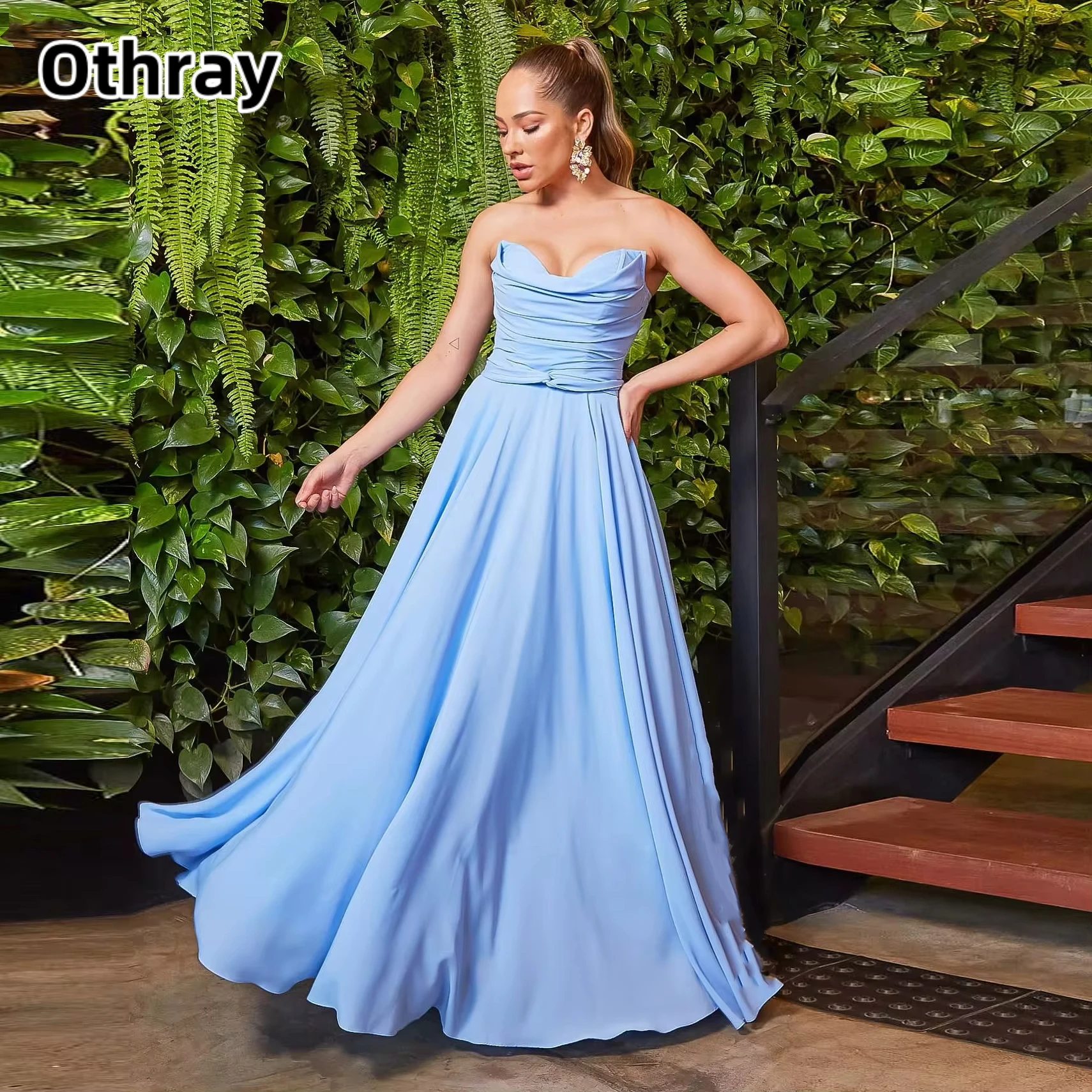 

Othray Chiffon Sash Formal Prom Dresses Sweetheart For Women Pleated Evening Gowns Long Special Occasion Party Dress