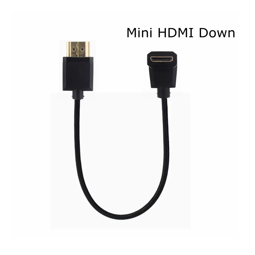 Super Slim Soft Up Down Left Right 90 Angled Mini HDMI-Compatible to HDMI-V2.0 Male HDTV Thin 4K HD SLR Camera Short 15CM Cable