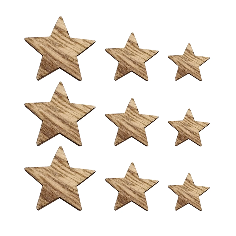 

200pcs Wood Slices Star Shaped Diy Wooden Craft Decorative Patches Wooden Cutouts For Christmas Wedding Holiday