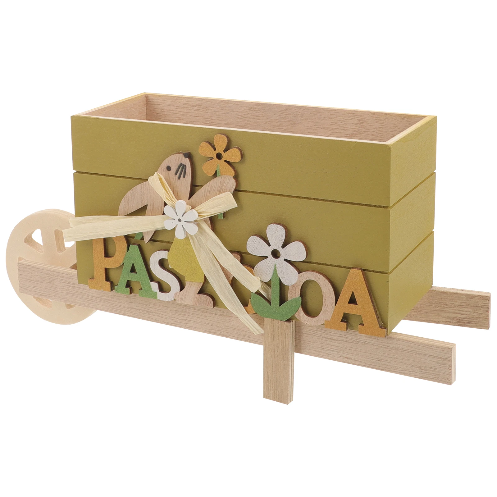 

Wooden Easter Cart Small Trolley Rack Desktop Bunny Themed Gift Storage Rack Easter Table Decoration Spring Accessories Wooden