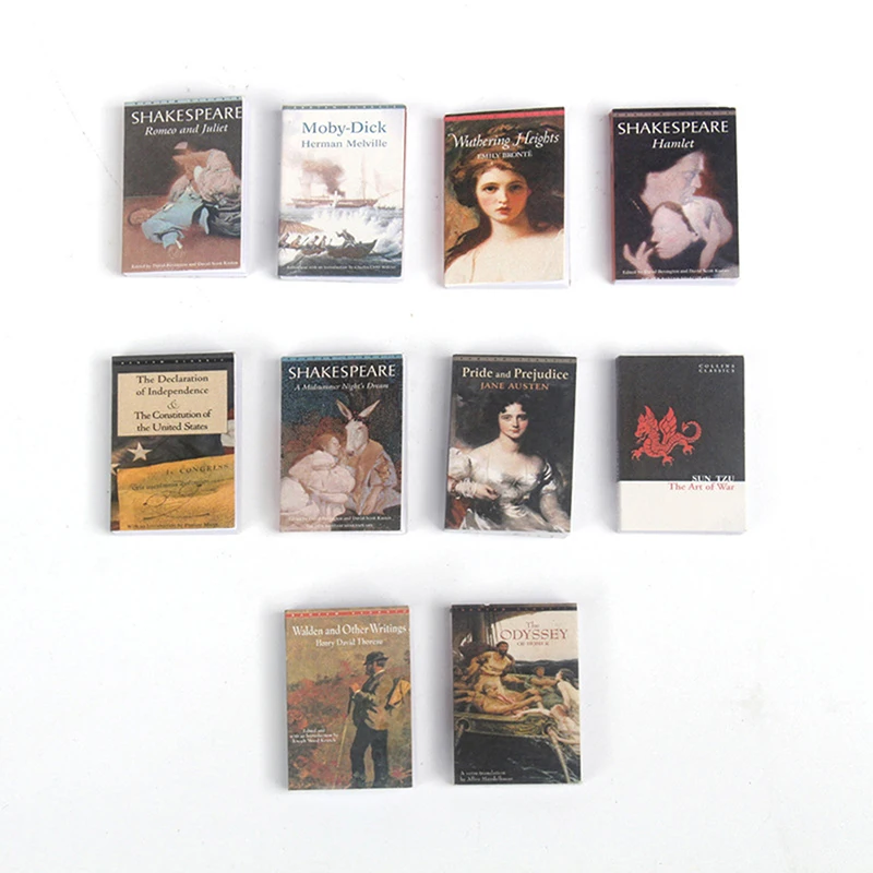 10Pcs Simulation Book Decoration 1/12 Doll House Doll House Miniature Books Study Room Decoration Children's Toys