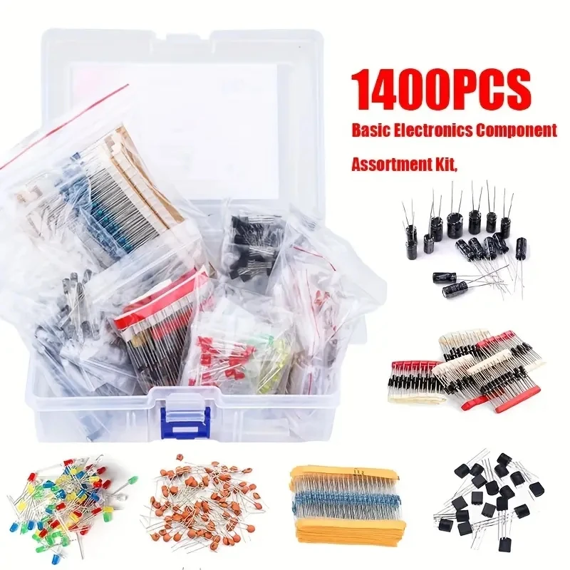 

1390PCS Resistor Pack Electrolytic Capacitor Pack LED Light-Emitting Diode Transistor Ceramic Capacitor Pack