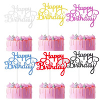 5pcs Happy Birthday Cake Topper Red Pink Blue Silver Cupcake Topper For Kids Birthday Party Cake Dessert Decorations Baby Shower