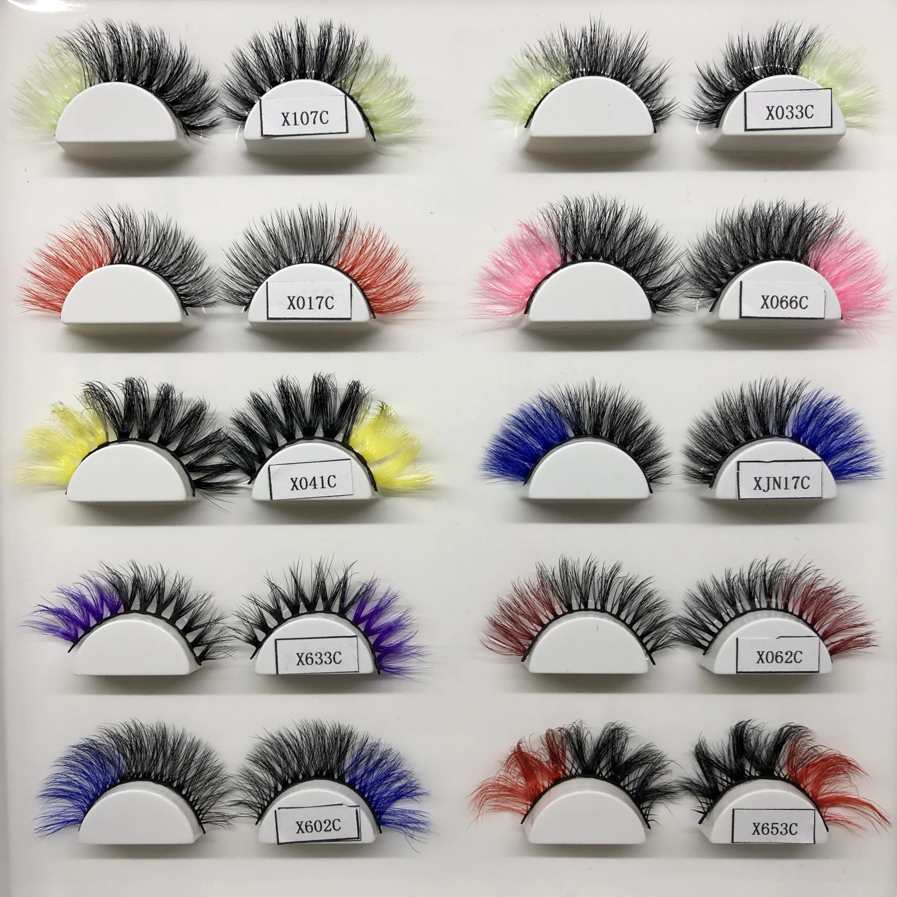 Mix Color False Lashes Ombre Natural Long 3D Messy Lashes Bulk Dramatic Makeup Colorful Fake Lash Party Colored Lashes Halloween