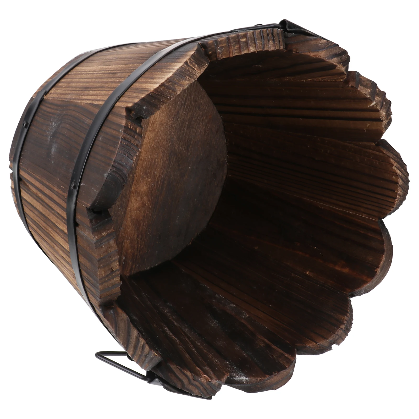

Solid Wood Flower Pot Desktop Decor Bamboo Carbonized Succulents Planter Breathable Pottery Box Home Office Garden Supplies