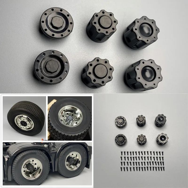 

Hub Cap M4 Lock Nut Cover Axle Head Cover for 1/14 Tamiya RC Truck Trailer Tipper Scania 770s Benz Actros Volvo MAN LESU Parts