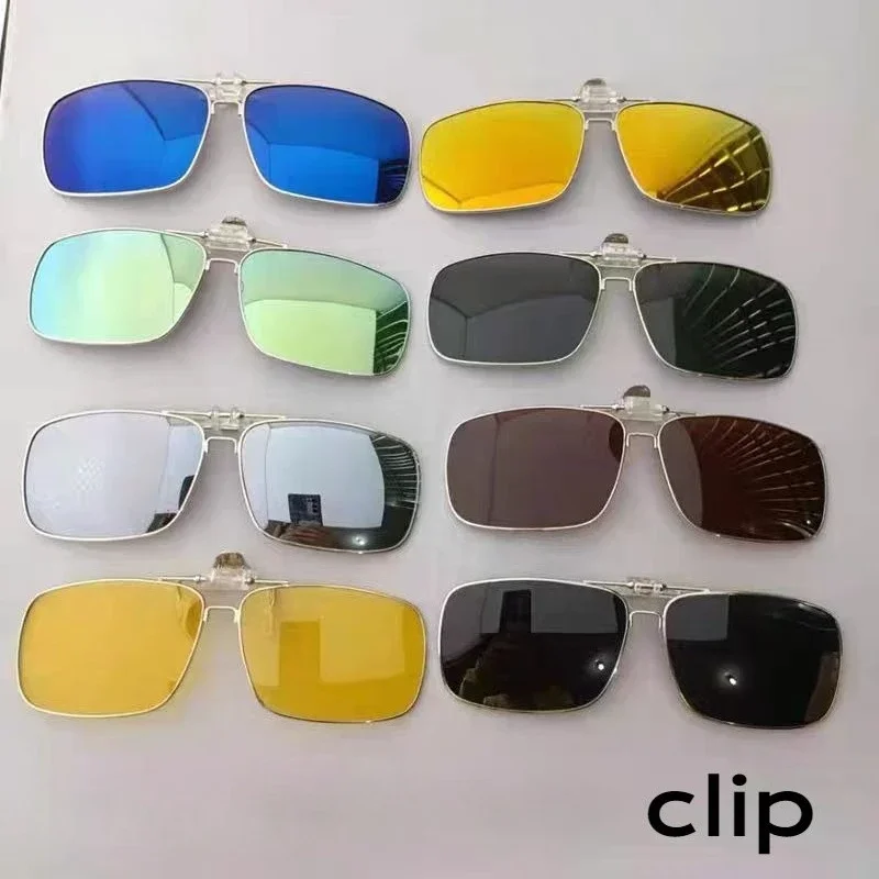 REXXAR Herren Metall-Clip-On Sonnenbrille Polarisierte Brillen UV400 Damen Eckige Nachtsicht-Fahrbrille
