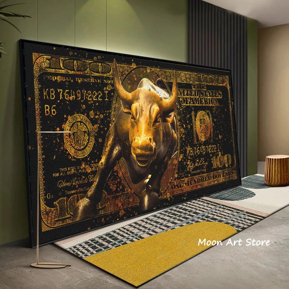 Finance Stock Poster Bull Bear Dollar Canvas Painting Large Size HD Print Modern Wall Art Picture Living Room Bedroom Decoration