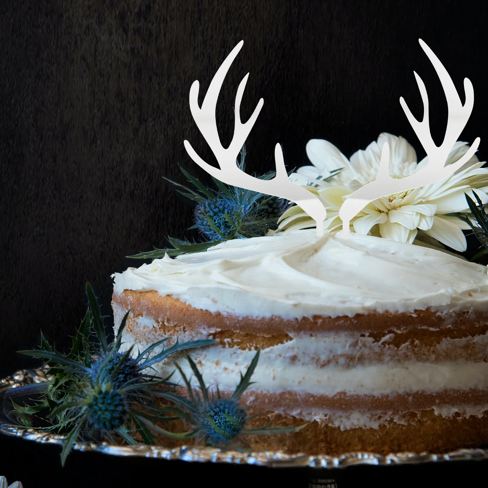 Adorno para tarta con forma de astas de ciervo, selecciones de frutas con forma de astas de Navidad, adornos para magdalenas de reno dorado para decoración de fiesta