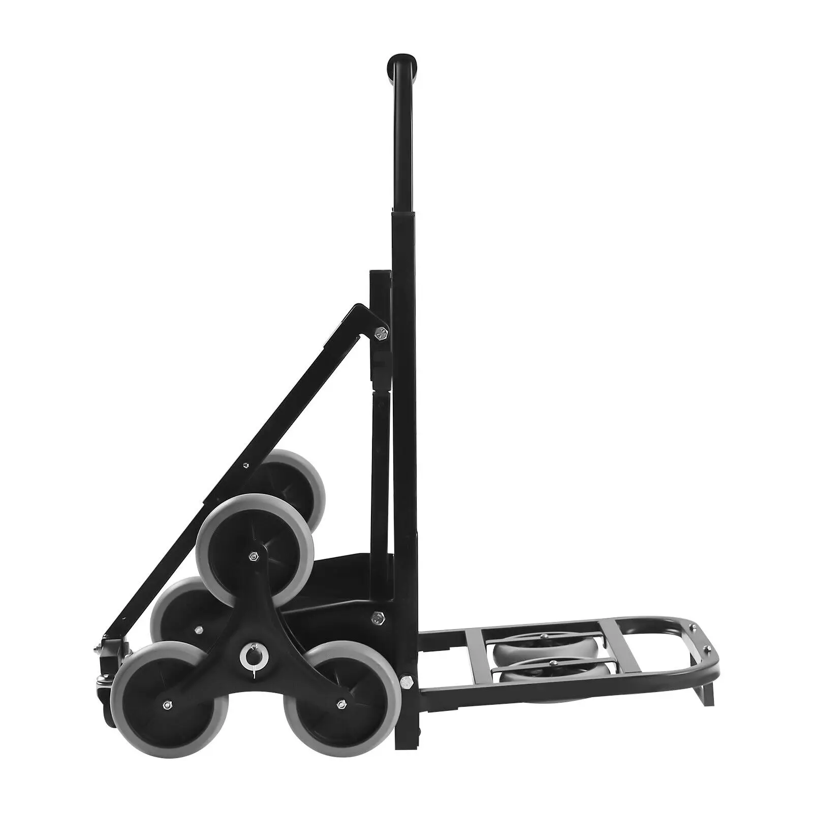 Heavy Duty Folding Stair-Climbing Cart Hand Truck Dolly Cart with Adjustable Handle, Steel Foldable Cart with Wheels