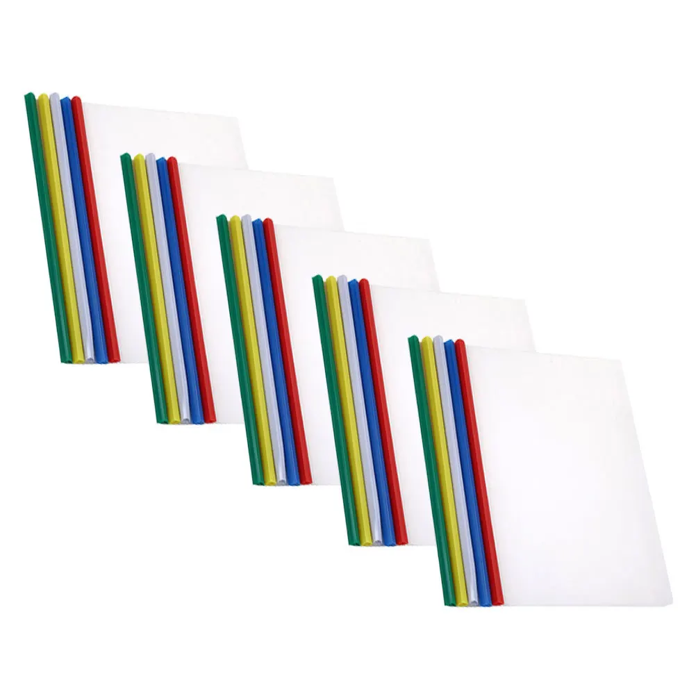 

25pcs Plastic A4 File Folders With Slide Bar Transparent Report Covers Clear Document Folder For School Office Home Resume