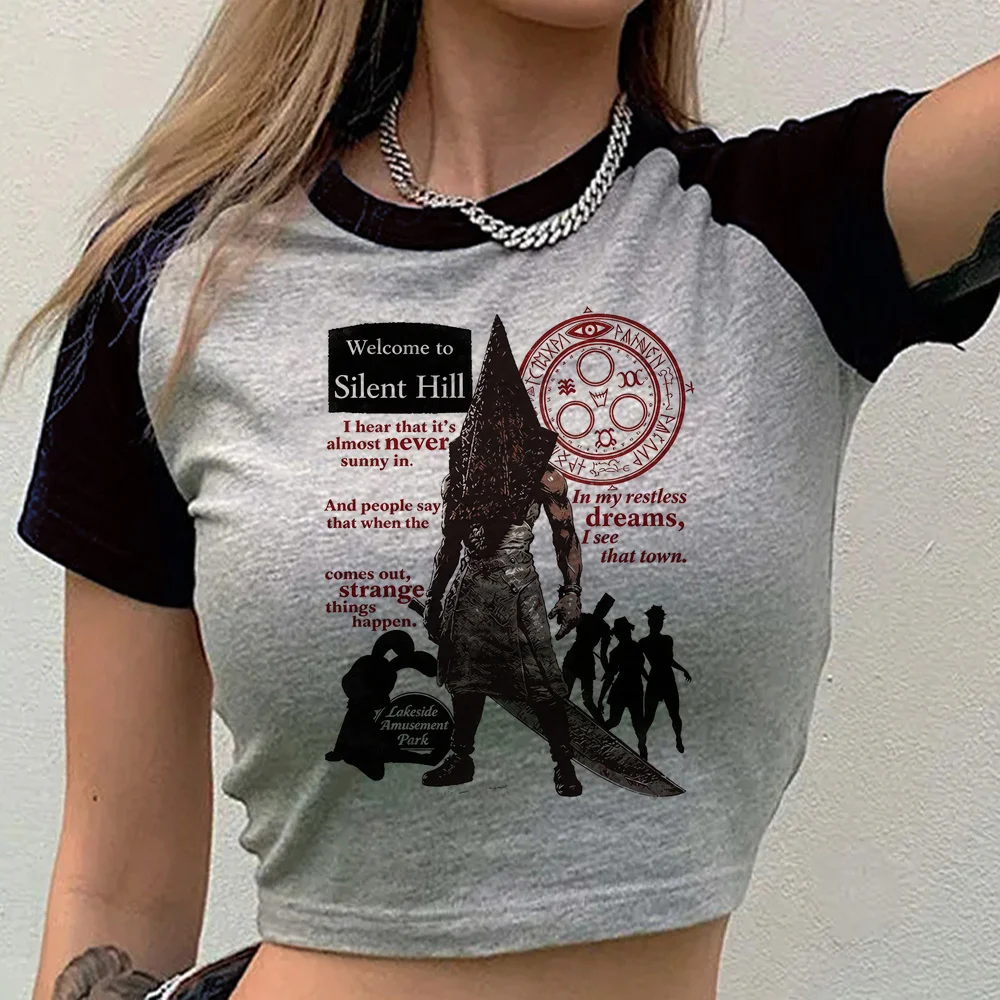Silent Hill crop top female meme party emo vintage cheap t-shirt vintage grunge y2k