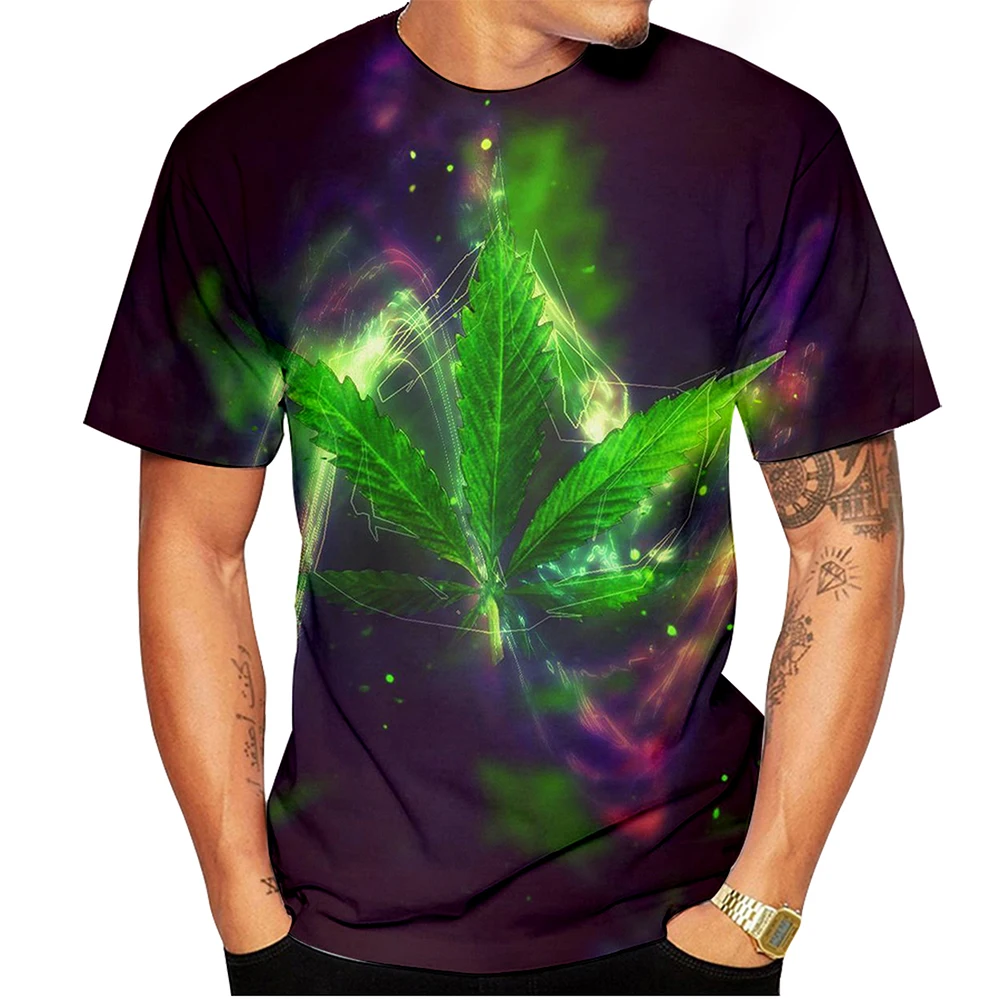 2024New Summer Hipster Weeds Green Leaves Men Women T Shirt 3D Print Seaside Casual Funny T Shirts Plus Size 100-6XL