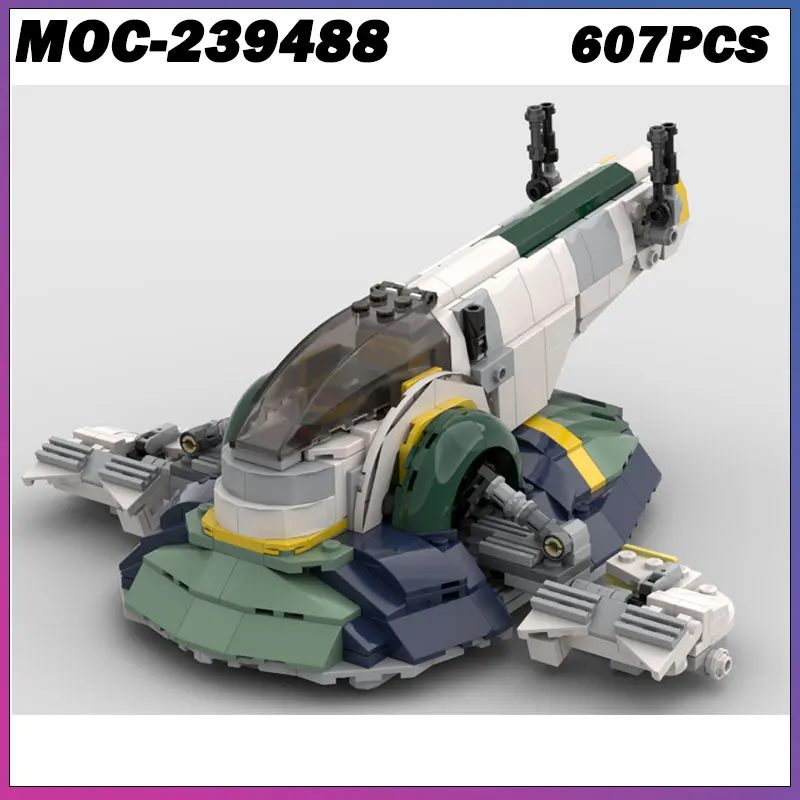 

Строительный блок MOC, серия «Космические войны», зеленый новый космический корабль, кирпичная модель, образовательная игрушка, подарки на день рождения для взрослых, MOC-239488, 607 шт.