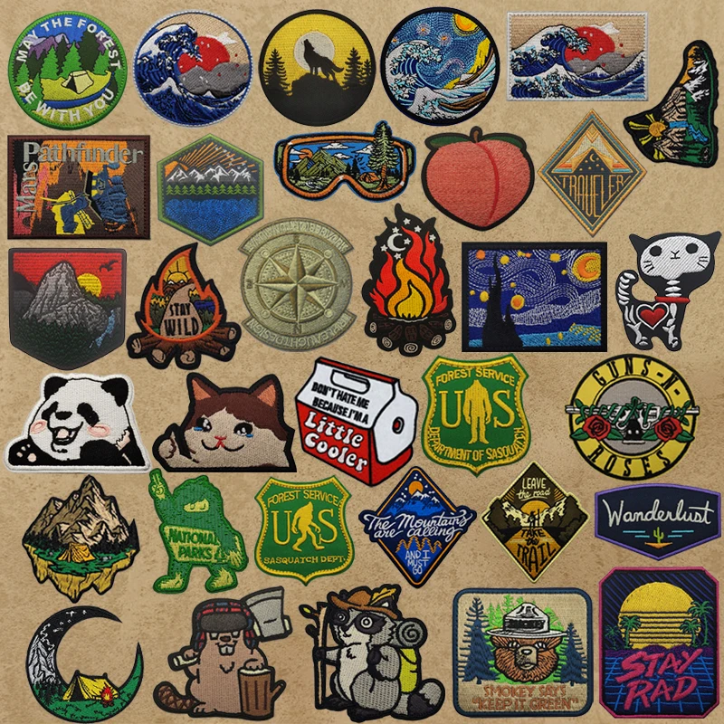 Embroidery Traveler National Park Explore Nature Camping Patch Travel Adventure Patches Surf Hiking Ski Wildland Appliques