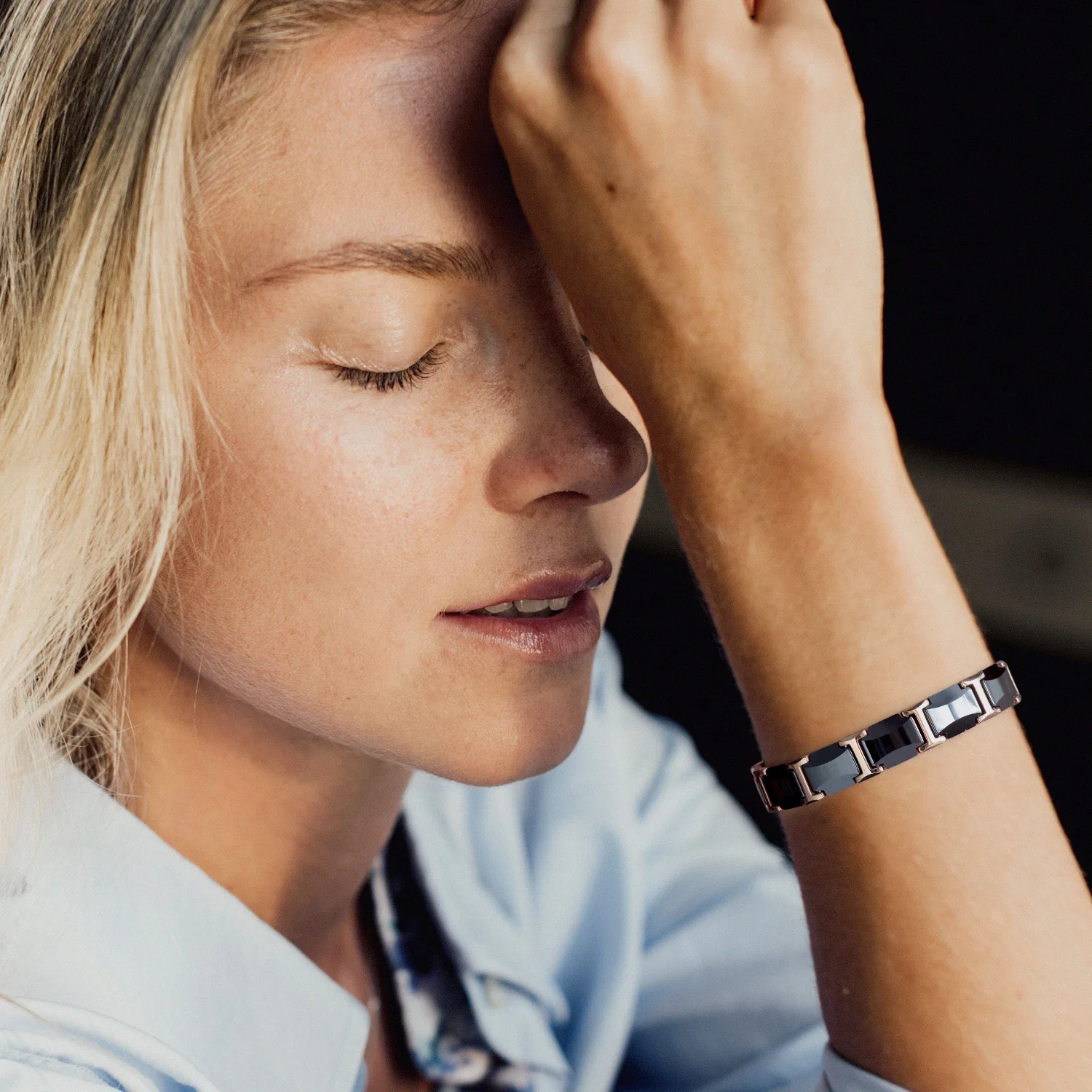 ARADOO Ceramic Titanium Steel Bracelet Hematite Magnetic Therapy Strap Buckle Bracelets