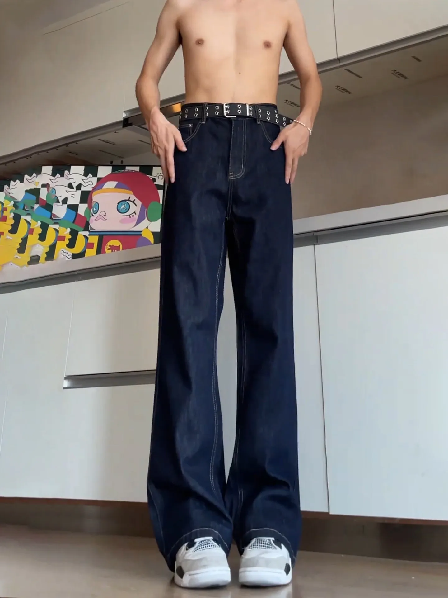 American Retro Denim Jeans Men's Straight Fit Slimming Autumn Cleanfit Wide Leg Pants Casual Wear Youth Popular Jeans