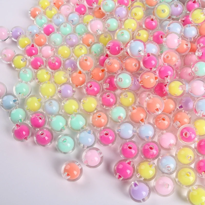8-14mm Runde Acrylperlen Transparente Mattierte Bunte Zwischenperlen für DIY-Bastelarbeiten Ornamentherstellung Handgemachtes Zubehör – Detail 3