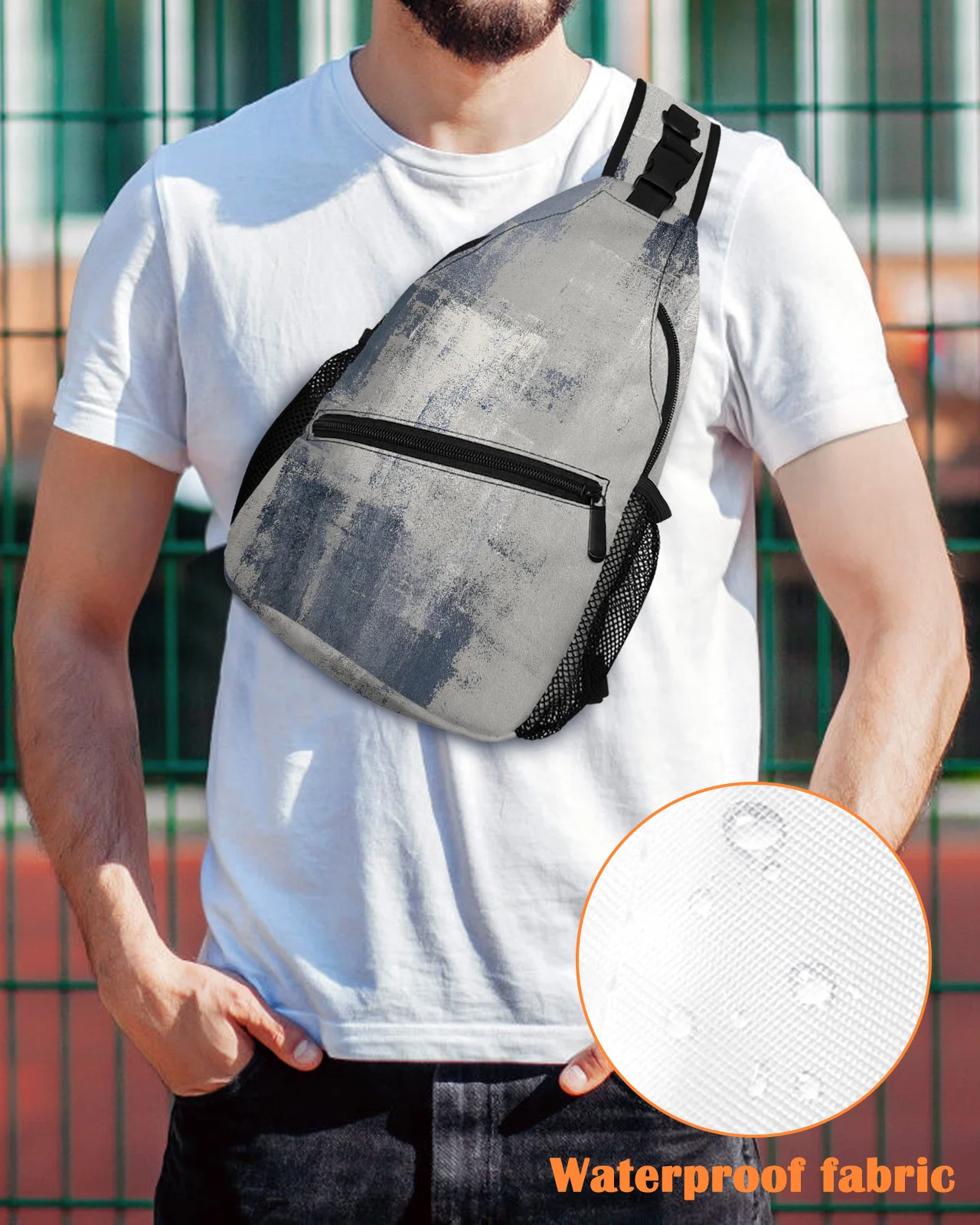 Bolsos de pecho con textura de pintura al óleo abstracta geométrica para mujeres y hombres, bolsos de mensajero impermeables, bolso cruzado de un hombro deportivo