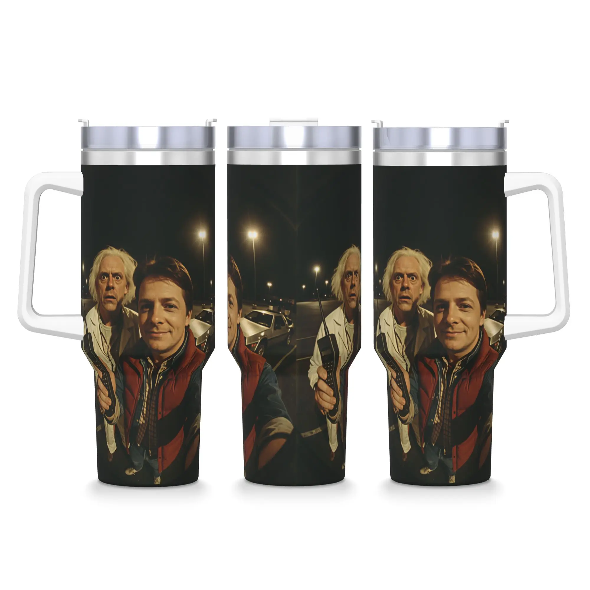 Back To The Future Stainless Steel Tumbler Thermal Cups With Straws and Lid Large Capacity Mugs Cup Cold Drink Water Bottle