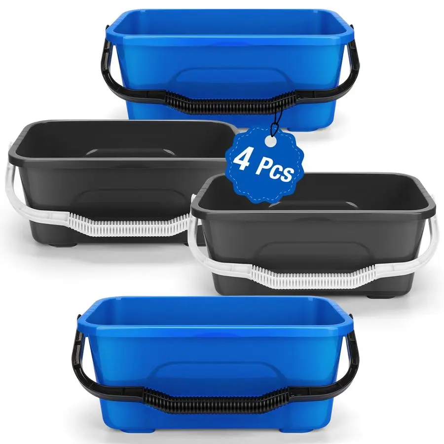 

Gallon Mop Cleaning Bucket with Handle,4 Pcs Compact Square Plastic Bucket for Window Cleaning,Car Washing, Mopping amp Househol