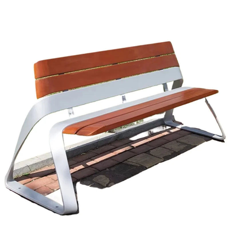 

Outdoor Wooden Metal Bench Hotel Terrace Street Bench Wooden City Furniture
