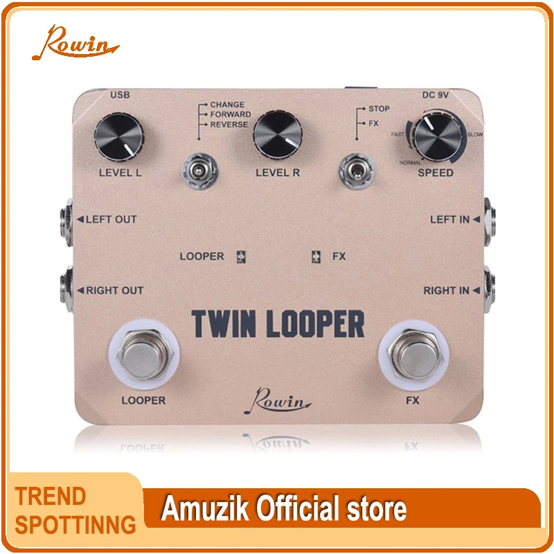 Rowin Twin Looper And Twin Delay Pedal Upgrades For Electric Guitar 10 Min Looping Unlimited Undo Redo Function Drum Loope