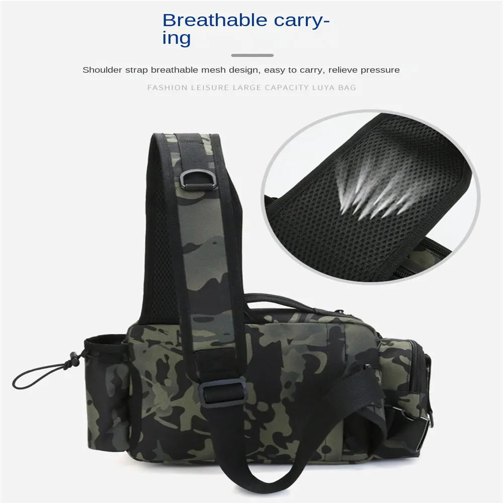 Imagem -02 - Vara de Pesca Masculina Bolsas Ombro Único Luya Carretel de Pesca Bolsa de Ombro de Viagem Mochilas de Armazenamento