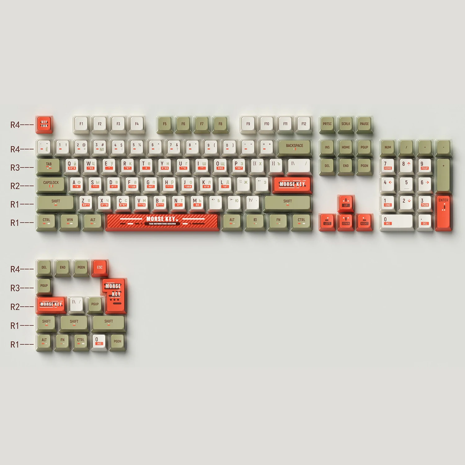 

121 Keys/set Morse Key Code Keycaps PBT 5 Sides Dye Subbed Key Caps OEM Profile Keycap Sides Transparent For 68 75 87 980 104