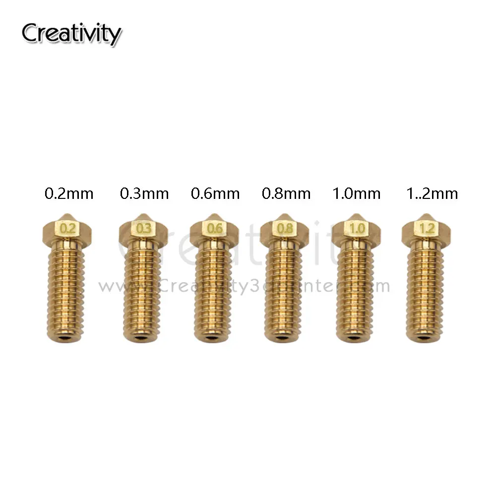 Upgrade for Sidewinder X1 X2 Genius Vyper Volcano Brass Nozzle 3D Printer 0.2/0.3/0.4/0.5/0.6/0.8/1.0mm Stainless steel Nozzle