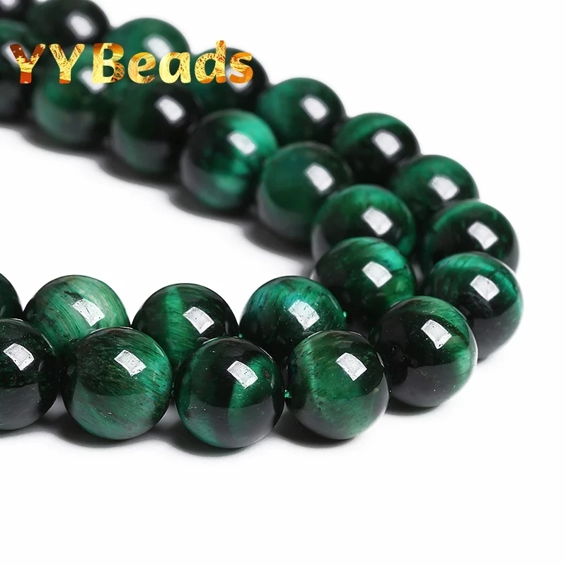 5A Natural Green Tiger Eye Beads Round Loose Stone Beads For Jewelry Making Bracelets Necklaces Accessories 15\