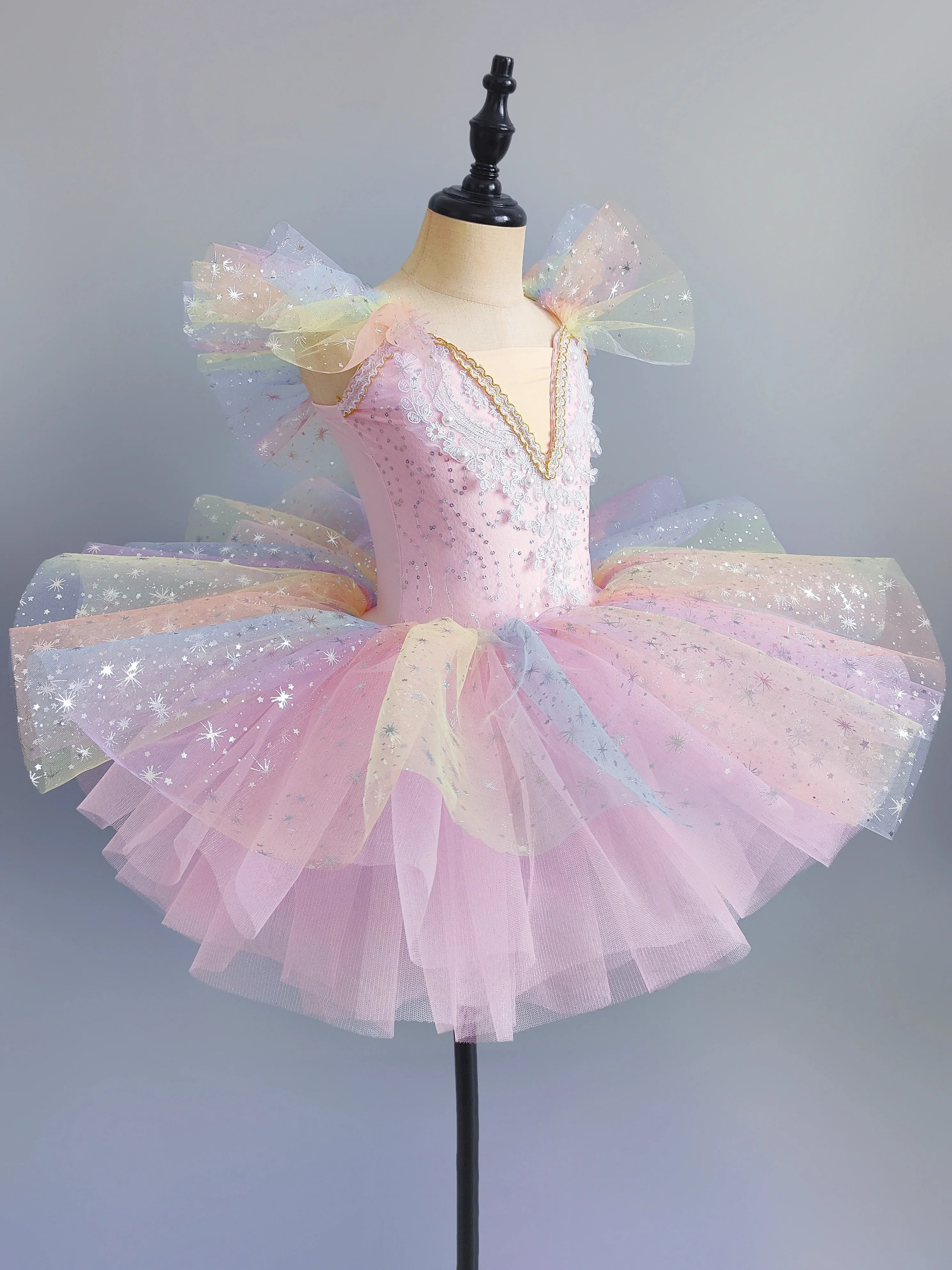 Kinderen Balletjurk Zeven Kleuren Meisjes Kinderen Sequenined Prinsessenjurk Ballet Tutu Danceclothes Performance Tutu Rokken