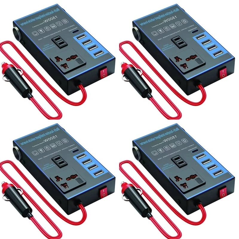 New 4X 1500W Car Power Inverter 12V 24V To 220V Mobile Phone USB Charging Truck Home Socket Auto Converter Adapter