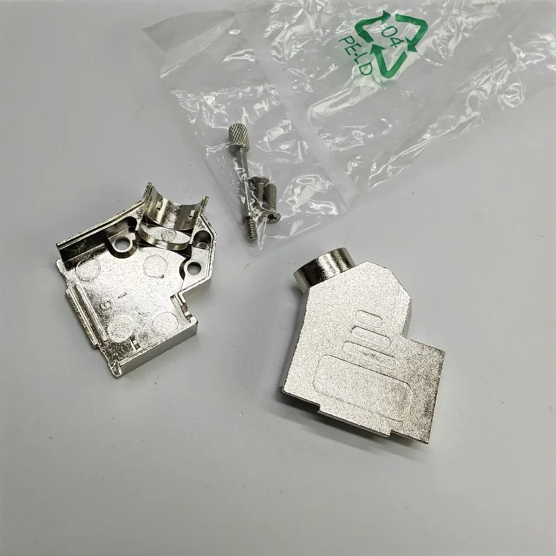 Computer PC RS232 DB9 Metal Shell Oblique 45 Degree Outlet D-SUB 9Pin Female Silver Case Housing