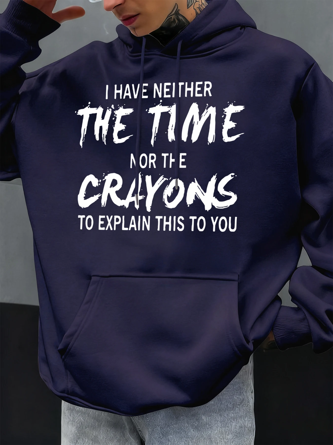 لا لدي وقت شرح لك مضحك نمط الخريف الرجال هودي جيب هوديي عادية الصوف البلوفرات الناعمة الهيب هوب الملابس