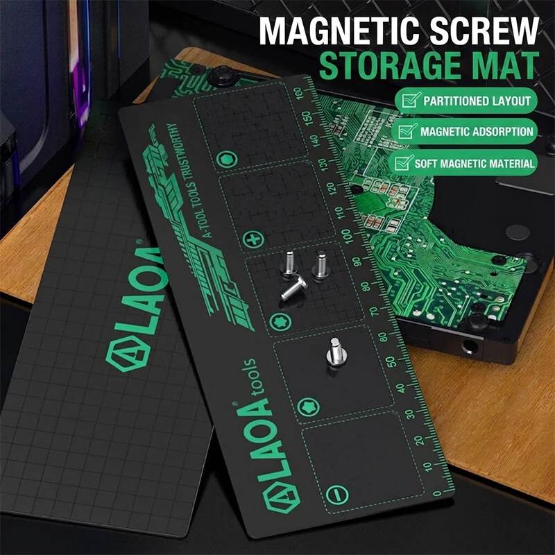 LAOA 1pc Magnetic Screw Mat, Double-sided Adsorption Repair Pad for Tools & Phone Screws