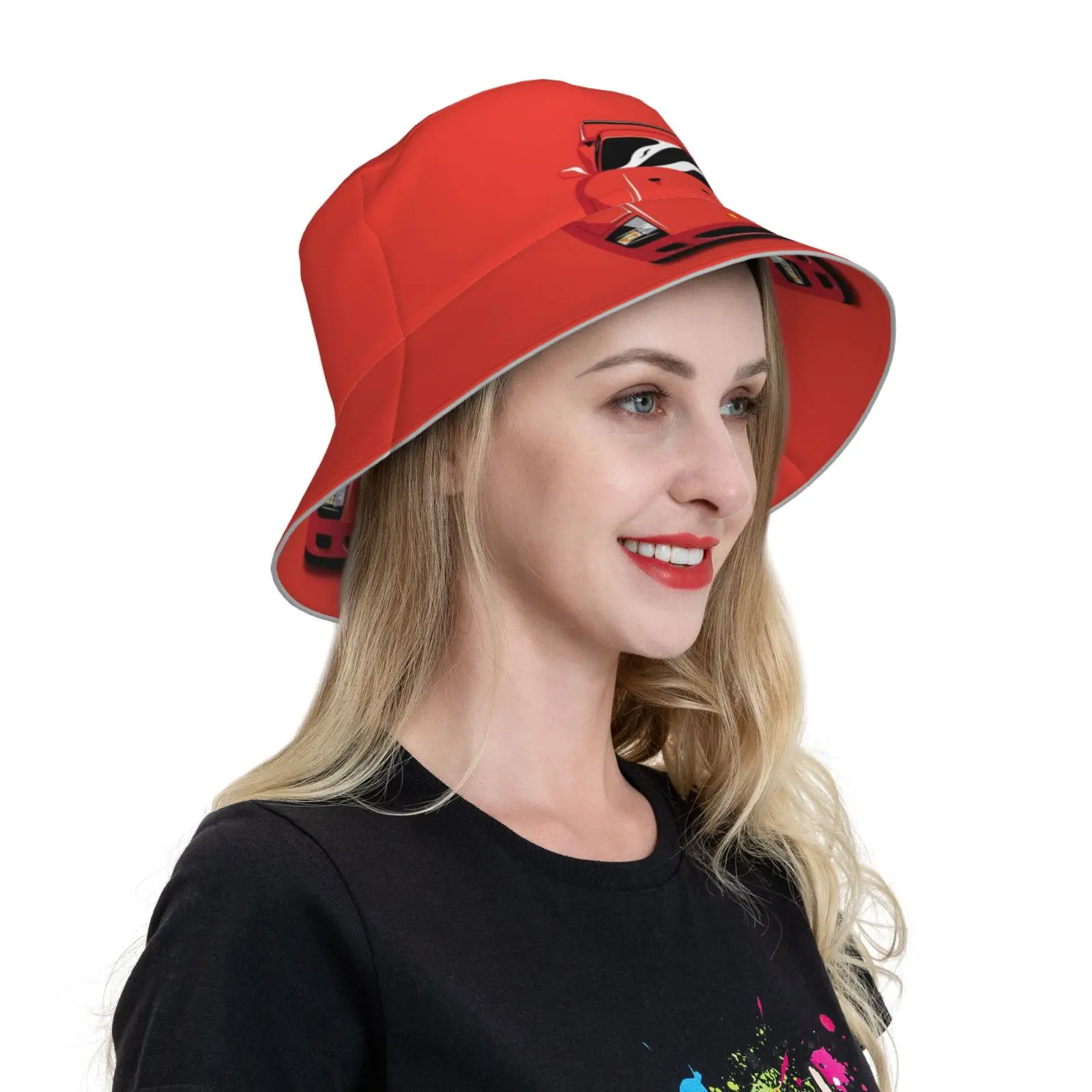 Torino Red F40 Graphic Bucket Hat Outdoor Sports Breathable Present Fashion Cap F40 488 F8 Portofino Italy Italia Italian Car