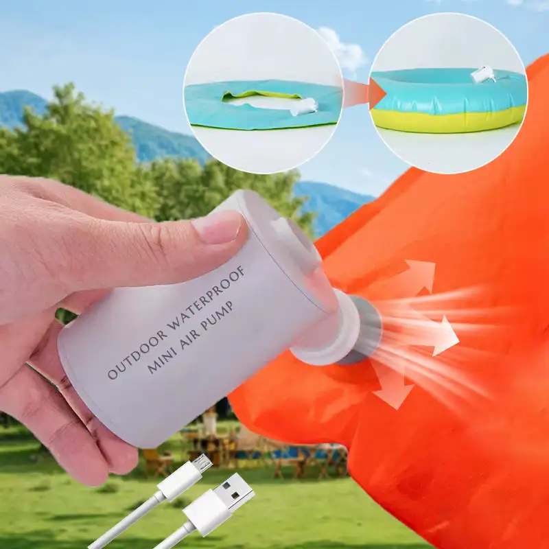 Pompa udara Mini tahan Air luar ruangan pompa udara portabel perlengkapan berkemah gadget luar ruangan isi ulang untuk mendaki/mengambang